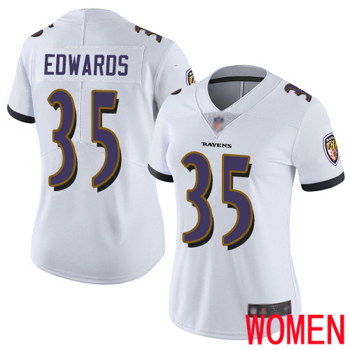 Baltimore Ravens Limited White Women Gus Edwards Road Jersey NFL Football 35 Vapor Untouchable